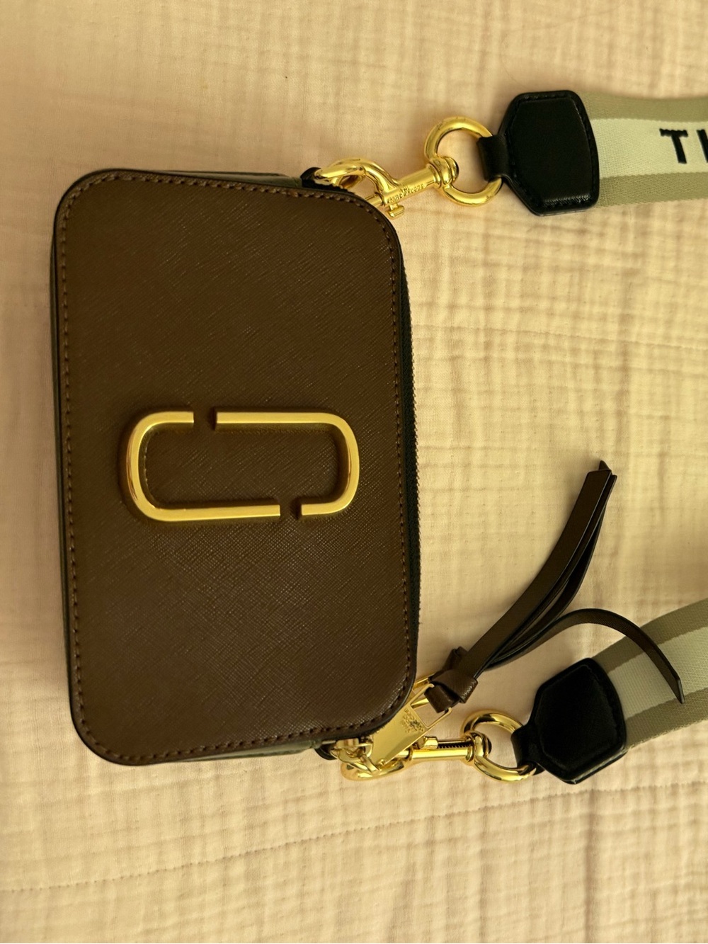 Marc Jacobs Brown Crossbody with Striped Logo Strap